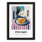 Pancakes – White village Urban Café Scene, American Pastry Illustration, in sleek black frame