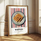 Waffles – on Striped Tablecloth, American Pastry Art 