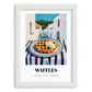 Waffles – White village Urban Café Scene, American Pastry Still Life, placed in minimal white frame
