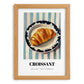 Croissant – on Striped Tablecloth, French French Pastry Art, set in oak frame