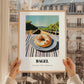 Bagel – Hilltop Table Scene, American Pastry Wall Print, styled in a charming Paris street view