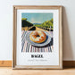 Bagel – Hilltop Table Scene, American Pastry Wall Print, in wooden frame leaning on the floor