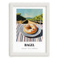 Bagel – Hilltop Table Scene, American Pastry Wall Print, placed in minimal white frame
