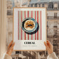 Cereal – on Striped Tablecloth, American Food Still Life, styled in a charming Paris street view