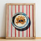 Cereal – on Striped Tablecloth, American Food Still Life, no-text version framed in wood