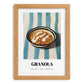 Granola #5 – on Striped Tablecloth, American Food Still Life, set in oak frame