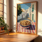 Granola1 – White village Urban Café Scene, American Food Wall Print, clean layout with no caption