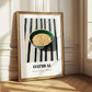 Oatmeal – on Striped Tablecloth, American Food Wall Poster