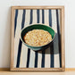 Oatmeal – on Striped Tablecloth, American Food Wall Poster, no-text version framed in wood