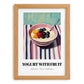 Yogurt With Fruit – on Striped Tablecloth, Greek Food Still Life, set in oak frame