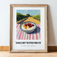 Yogurt With Fruit – Hillside Café View, Greek Food Wall Decor, in wooden frame leaning on the floor
