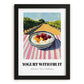 Yogurt With Fruit – Hillside Café View, Greek Food Wall Decor, in sleek black frame