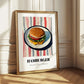 Hamburger – on Striped Tablecloth, American Food Still Life