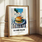 Hamburger – White village Street Café Scene, American Food Wall Decor
