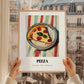 Pizza – on Striped Tablecloth, Italian Pizza Wall Decor, styled in a charming Paris street view