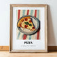 Pizza – on Striped Tablecloth, Italian Pizza Wall Decor, in wooden frame leaning on the floor