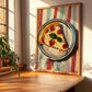 Pizza – on Striped Tablecloth, Italian Pizza Wall Decor, clean layout with no caption