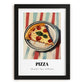 Pizza – on Striped Tablecloth, Italian Pizza Wall Decor, in sleek black frame