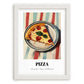 Pizza – on Striped Tablecloth, Italian Pizza Wall Decor, placed in minimal white frame