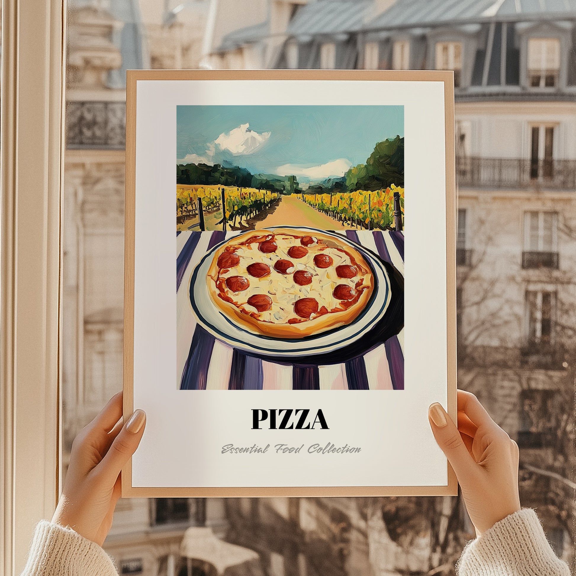 Pizza – Hillside Café View, Italian Pizza Wall Decor, styled in a charming Paris street view