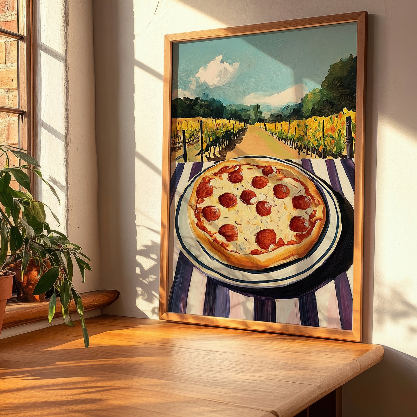 Pizza – Hillside Café View, Italian Pizza Wall Decor, clean layout with no caption