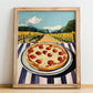 Pizza – Hillside Café View, Italian Pizza Wall Decor, no-text version framed in wood