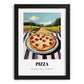 Pizza – Hillside Café View, Italian Pizza Wall Decor, in sleek black frame