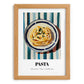 Pasta – on Striped Tablecloth, Italian Pasta Still Life, set in oak frame