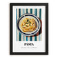 Pasta – on Striped Tablecloth, Italian Pasta Still Life, in sleek black frame