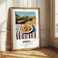 Pasta – Hilltop Café Scene, Italian Pasta Painting 
