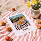 Pasta – Hilltop Café Scene, Italian Pasta Painting, unframed on coastal sand