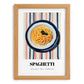 Spaghetti – on Striped Tablecloth, Italian Pasta Still Life, set in oak frame