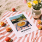 Spaghetti – Hilltop Table Scene, Italian Pasta Poster, unframed on coastal sand