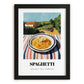 Spaghetti – Hilltop Table Scene, Italian Pasta Poster, in sleek black frame