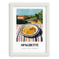 Spaghetti – Hilltop Table Scene, Italian Pasta Poster, placed in minimal white frame