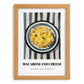 Macaroni And Cheese – on Striped Tablecloth, American Pasta Wall Decor, set in oak frame