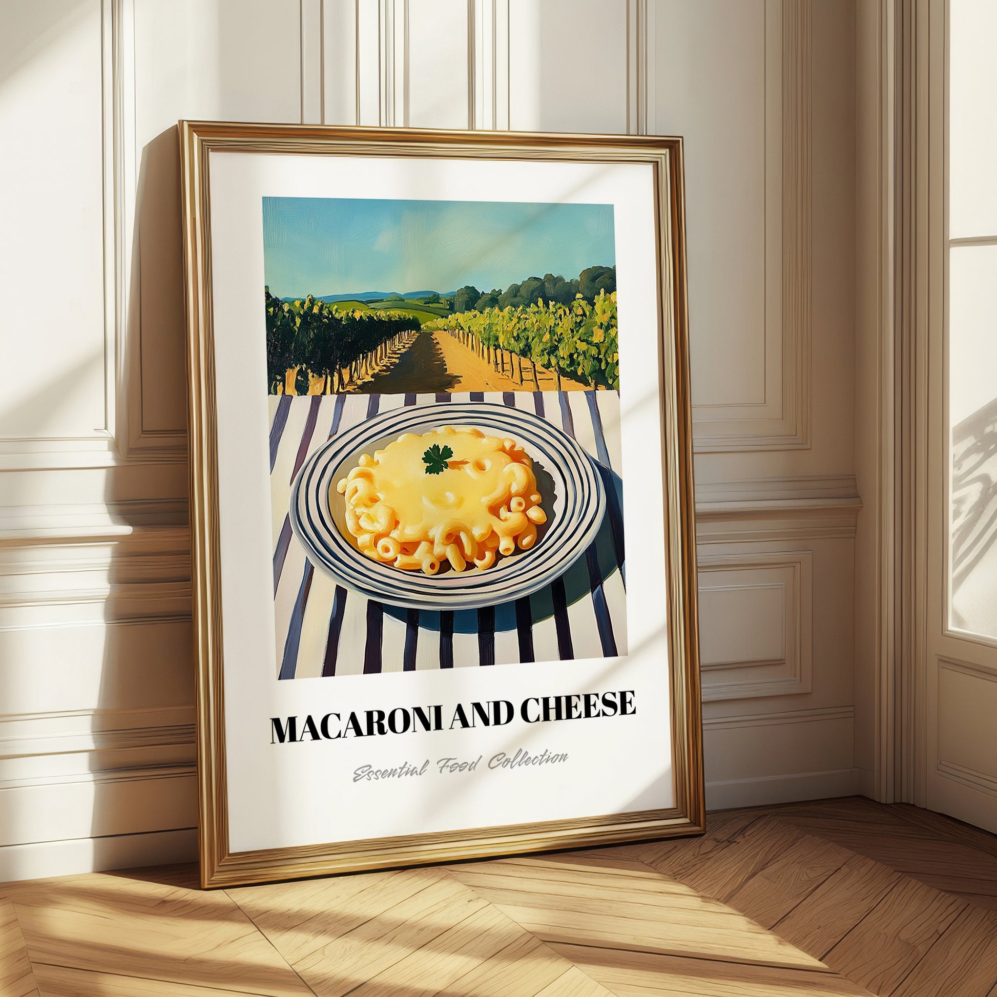 Macaroni And Cheese – Hilltop Café Scene, American Pasta Painting 