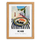 Sushi – White village Street Café Scene, Japanese Food Painting, set in oak frame