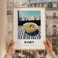 Ramen – Tokyo Skyline Café Scene, Japanese Pasta Wall Decor, styled in a charming Paris street view