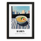 Ramen – Tokyo Skyline Café Scene, Japanese Pasta Wall Decor, in sleek black frame