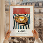 Ramen – on Striped Tablecloth, Japanese Pasta Poster, styled in a charming Paris street view