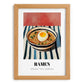 Ramen – on Striped Tablecloth, Japanese Pasta Poster, set in oak frame