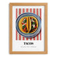 Tacos – on Striped Tablecloth, Mexican Food Art, set in oak frame