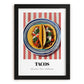 Tacos – on Striped Tablecloth, Mexican Food Art, in sleek black frame