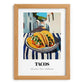 Tacos – White village Outdoor Café Scene, Mexican Food Painting, set in oak frame