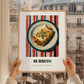 Burrito – on Striped Tablecloth, Mexican Food Wall Art, styled in a charming Paris street view
