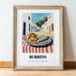 Burrito – White village Street Café Scene, Mexican Food Wall Art, in wooden frame leaning on the floor