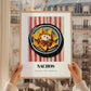 Nachos – on Striped Tablecloth, Mexican Cheese Wall Decor, styled in a charming Paris street view