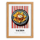 Nachos – on Striped Tablecloth, Mexican Cheese Wall Decor, set in oak frame