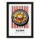 Nachos – on Striped Tablecloth, Mexican Cheese Wall Decor, in sleek black frame